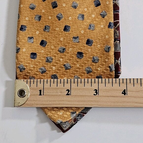 Robert Talbott Silk Tie Lot of 3 Multicolor Geo Hand Fan Designer USA Italy Boho - Picture 4 of 16